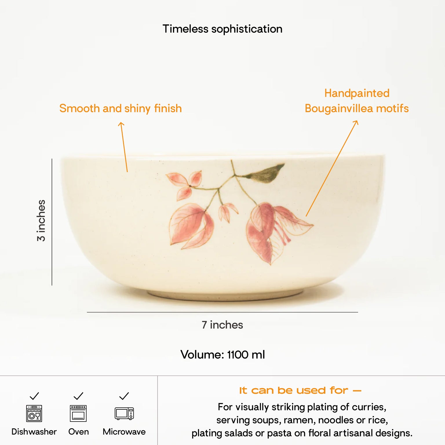 Pink Petals Serving Bowl | 1100ml | White Base – Lagavi