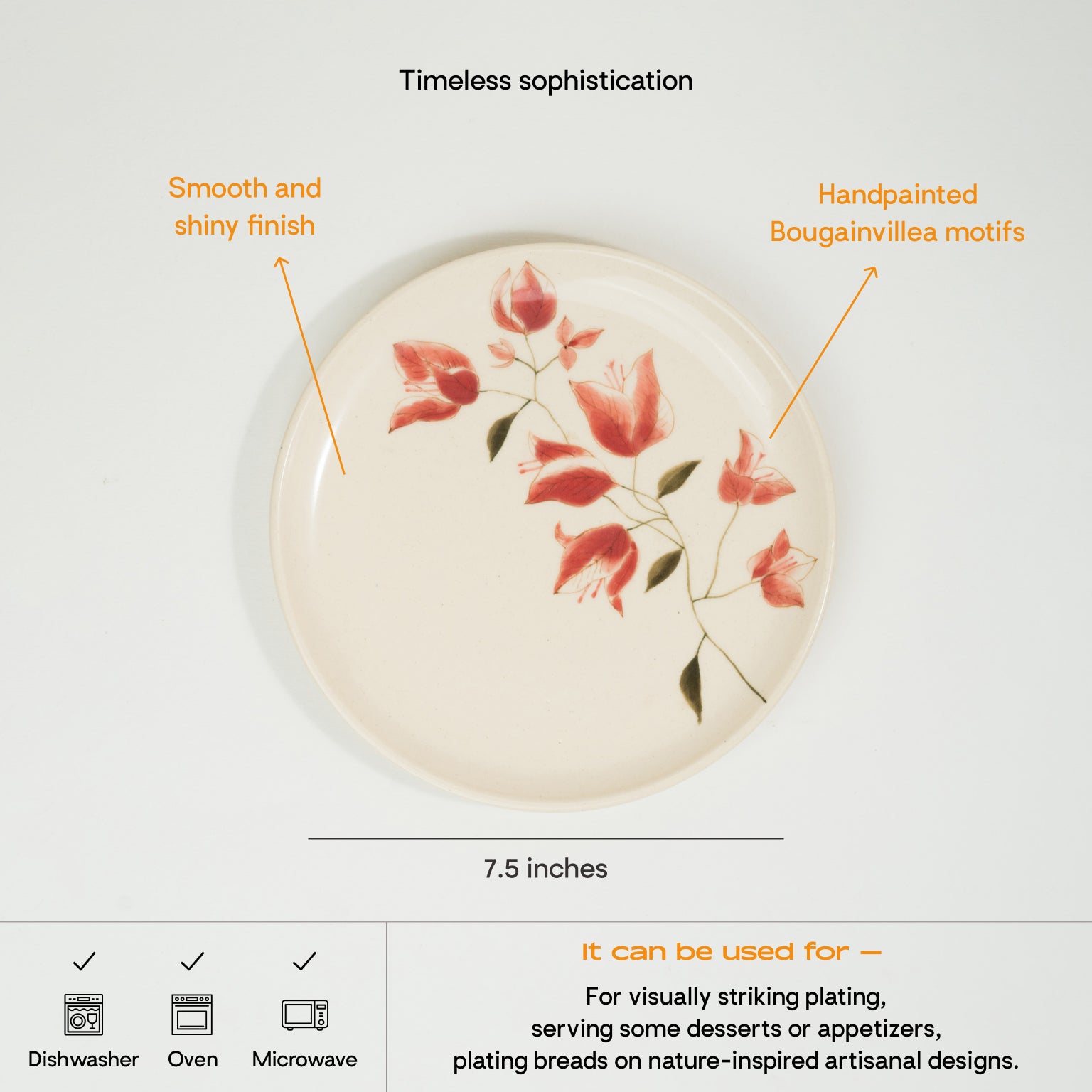 Pink Petals Small Plate | 7.5 inches | White Base – Lagavi